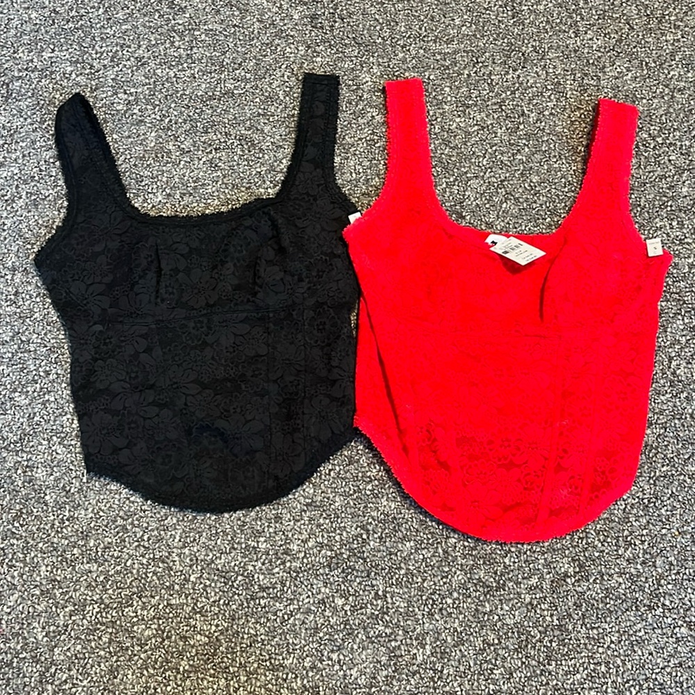 PINK lace corset tops